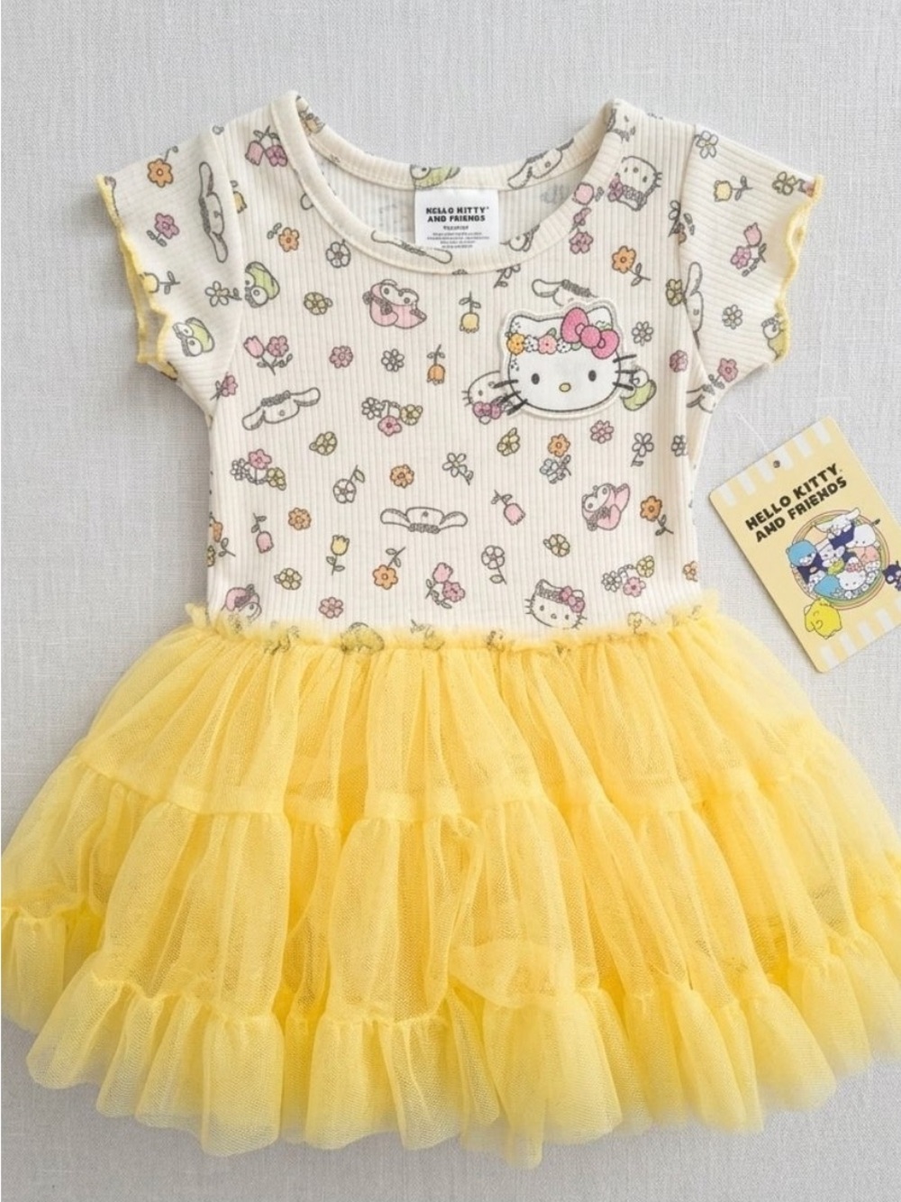 Sanrio Hello Kitty Floral Cream Pink Green Baby Top